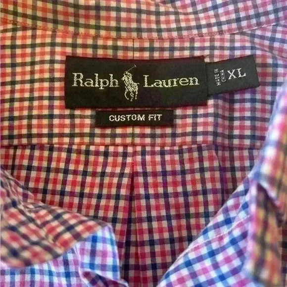 Ralph Lauren Button Down Gingham Check Shirt Pink/Blue Pony Sz XL - Picture 5 of 5